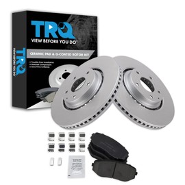 TRQ Front Brake Pad & Rotor Kit Brake Pads Brake Rotor Ceramic Premium G-Coated Compatible with 2019 Mazda CX-5 2016-2018 CX-9