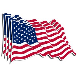 Sticky Expressions | USA Flag Waving Stickers (4 Pcs), Size 4" - Strong Adhesive, Durable, Waterproof, UV Resistant American Flag Stickers And Decals - Perfect American Flag Decal For Vehicles, Laptops etc