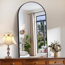 CIRCUMI Arched Wall Mirror, 24"x48" Black Arched Mirror with Tempered Glass, Metal Frame, Large Size for Bathroom, Living Room,Entryway,Over Sink, Arch Mirror for Decor,Shatterproof&Crystal-Clear