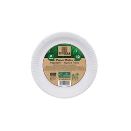 Tessera Bio Products QXR18RFSC Round Paper Plates, FSC Certified, White, 18 cm Diameter, Pack of 10