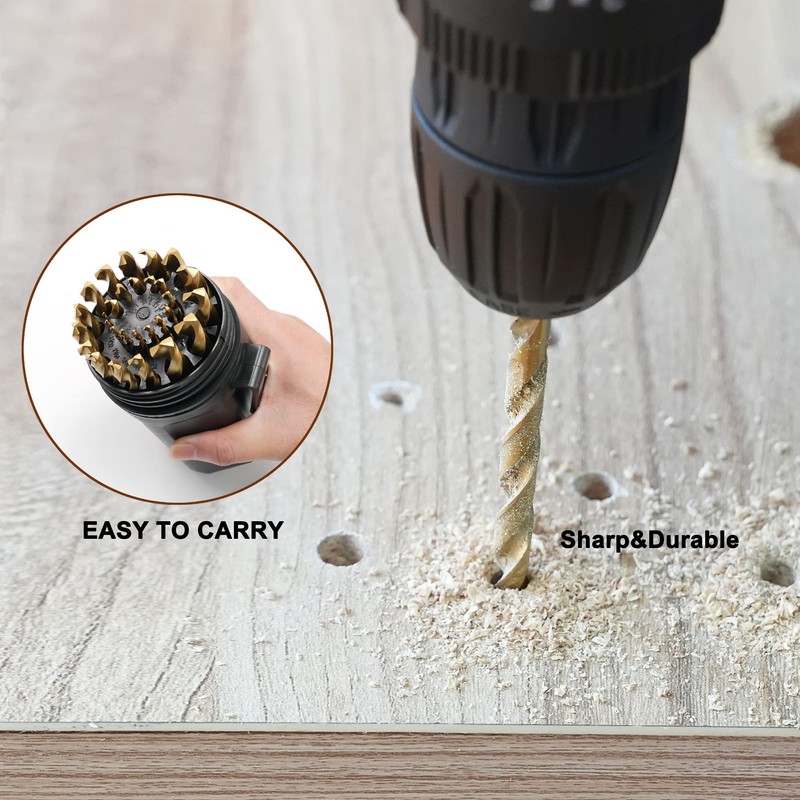 GMTOOLS 29PCS Drill Bit Set, M2 HSS, 135°Tip, Twist Jobber