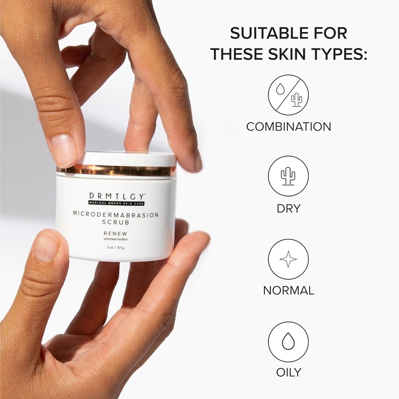 DRMTLGY Microdermabrasion Facial Scrub and Mask.Non-abrasive face exfoliator improves acne