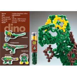 molecularpiece: Dino (90 pcs) Eco-Friendly 4D STEM Educational Building Toy | Jurassic, Dinosaur, T-Rex, Trex, Pterosaur, Ankylosaurus, Triceratops | Portable | Gift Idea for Kids | Creative Activity