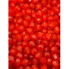 Colored 8mm Round Plastic Fishing Beads Balls for Fishing Baits & Lures 100-1000 Freshwater & Saltwater Hard Plastic for Fishing Spinner Rigs Made in USA (Fire Red Faceted, 8mm 1000 Pack)