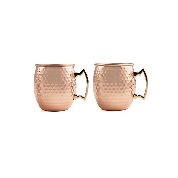CAMBRIDGE Silversmiths Hammered Copper Moscow Mule, Set of 2, 20 Ounce
