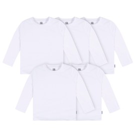 Gerber Baby Toddler 5-Pack Solid Long Sleeve T-Shirts Jersey 160 GSM, White, 6-9 Months