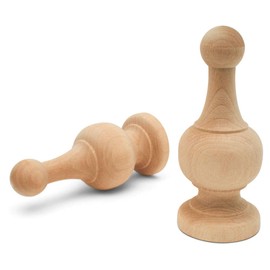 Unfinished Wood Finials Decorative, 4-1/4 inch, for Bed Post Finial, Curtain Rod Finials, Flagpole Topper, and Crafts, Pack of 2 Large Craft Finials, by Woodpeckers