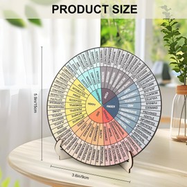 Feelings Wheel Therapy Office Desk Decor 5.9 Inch Double-Sided Wood Mental Health Emotions Chart with Stand,Emotion Wheel Chart for Counselor Therapy Psychologist Office Home School