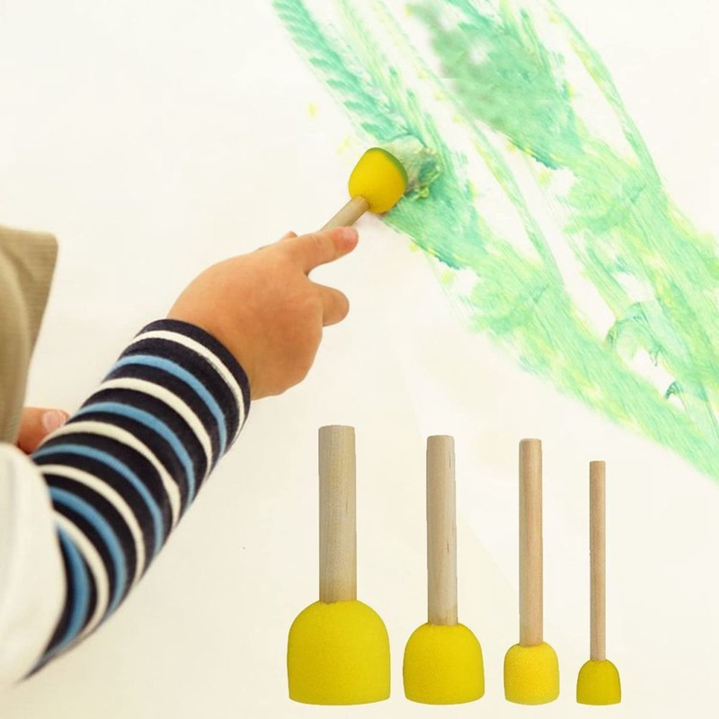 60 PCS Round Sponges Brush Set Kids Painting Tools -