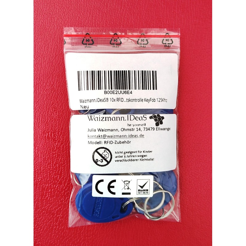Waizmann.IDeaS® 1 x blue-white RFID 125 kHz transponder key fob