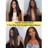 Sunber V Part Wig Human Hair Yaki Straight Ombre Brown