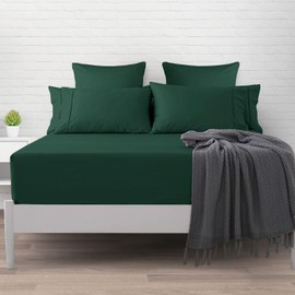 Imperial Rooms Fitted Sheet 40 Cm - Extra Deep Brushed Microfiber Bed Sheets Easy Care Soft Fitted Bed Sheet - Shrinkage and Fade Resistant (Emerald, Single)