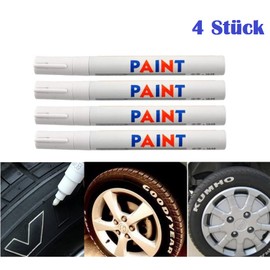 WHITE, WH4x Pieces Tyre Pen, Tyre Marker Car, Motorcycle, Bicycle Tyre, Tyre Marker, Pen Tyre, Pen Marker, Pen Labelling, Water Resistant, Weatherproof -101934- INION®