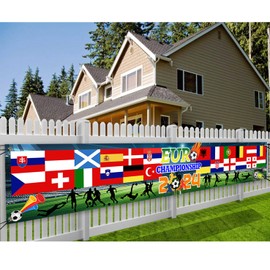 2024 European Football Championship Banner for 2024 Euro Cup Decorations,Euro 2024 Football Bunting Flags for Football Party Decorations