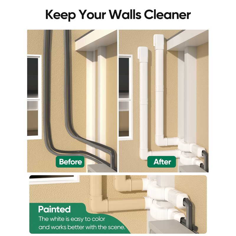 Plusluck 3" 22.5Ft Mini Split Line Set Cover, PVC Ductless