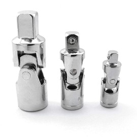 heyous 3pcs Universal Joint Set, 1/4, 3/8 & 1/2 in. Drive, Flexible Ratchet Angle Extension Bar Socket Adapter