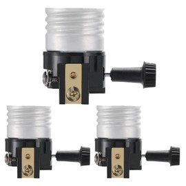 JUTOROSY 3 Way Lamp Socket Replacement, UL Listed Lamp Switch Replacement E26/E27 Light Socket Medium Base Interior Only with Turn Switch Knob, Lamp Repair Kit for Table Lamps, Floor Lamp, 3-Pack