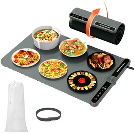 HEYLEAYAR Warming Mat for Food, Rollable Electric Warming Trays for Food with 9 Temperature Settings, Heating Fastly in 10S, Food Warmer Using for Buffets Party and Home Daily, Dark Grey