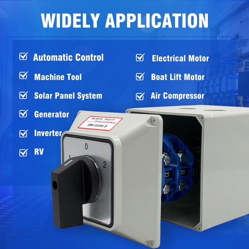 KEYMOO 125A Rotary Changeover Switch with Master Switch Exterior Box,