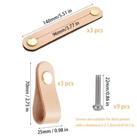 6 Pcs Faux Leather Furniture Handle Door Handle Cupboard Handle Leather Drawer Handle with Screws for Kitchen Cabinets Bathroom Cupboards 2 Models