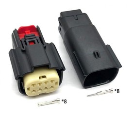 Molex 8 Pin Wire Connector, for Harley BLACK Waterproof, Sealed Kit, MX150 with CPA
