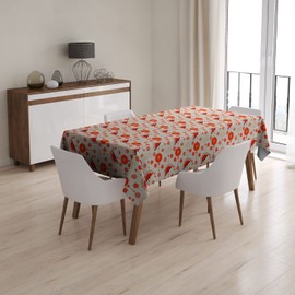 Japanese Chinese Fans Pattern Pattern - Rectangle Oblong Linen Tablecloth, 54" x 78" inches Washable Decorative Table Cloth