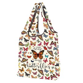CMNIM Butterfly Reusable Tote Bag Monarch Butterflies Lover Gift Without Change There Would Be No Butterflies Foldable Bag (25623 Butterfly F)