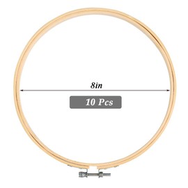 OctBird 10PCS Round Wood Embroidery Hoops 8 Inch Large Embroidery Frames Adjustable Circle Cross Stitch Hoop Ring Set for DIY Art Craft Handy Sewing