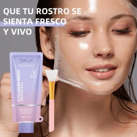 Mascarilla de Colageno, Paquete De Mascarilla Facial Peel Off Envoltura De Colágeno Durante La Noche, Hidratación Profunda, Reduce la Flacidez y Opacidad, con Cepillo