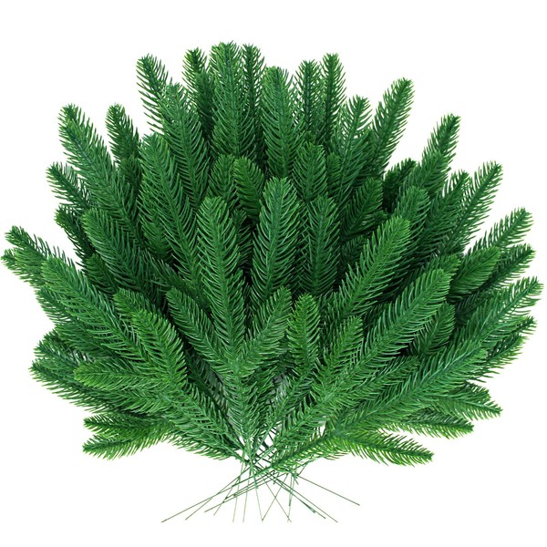 BCUEIDO 50 Pcs Christmas Greenery Stems Evergreen Branches Greenery Pine