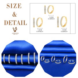 CPSLOVE Women's / Girls' Hoop Earrings 925 Sterling Silver Elegant Cubic Zirconia Hoop Earrings Men's Fashion Earrings Jewellery Diameter 1.5 cm/1.2 cm/1 cm Three Pairs Set, Sterling Silver, Cubic