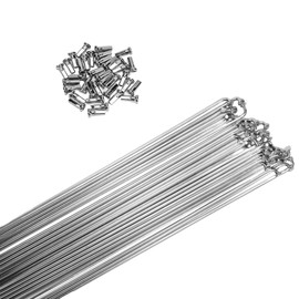 TSTRAUM Bicycle Spokes 36 Pieces with 36 Nipples, 110-309 mm, Diameter 2 mm Mountain Bike Steel Spokes 14G/K, for MTB Wheel Spokes, E-Bike, Downhill, Trekking, City Bikes and More (Silver, 270 mm)