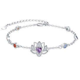 KINGWHYTE Om Bracelet 925 Sterling Silver Yoga Aum Om Ohm Amulet Link Abalone Bracelet Yoga Jewelry Yoga Gifts Bracelets for Women and Girls