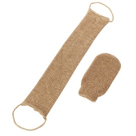 Back Scrubber for Shower for Men and Women - Set of 2 Hemp Exfoliating Body Scrubbers - Long Back Washer Sleeve & Bath Scrub Mitten for Deep Cleaning & Skin Relax