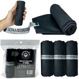 Toallas para gym | Deportivas Ultra Absorbentes | Suaves y de Secado Rápido | Compactas y fácil de Transportar | Kit 3 piezas Toalla Gym color Negro | Tamaño perfecto para todos los deportes.