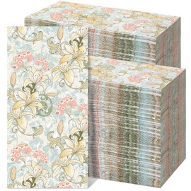 Epakh 200 Pcs Bulk Vintage Floral Guest Towels 2 Ply Spring Disposable Dinner Decoupage Napkins Retro Lily Decorative Botanical Hand Towels for Bathroom Wedding Holiday Party, 7.9 x 4.3