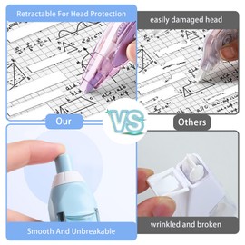 UOIXPUHUO 8Pcs Whiteout Tape Refillable, 4 Retractable White Out Correction Tape and 4 Replacement White Out Tape Refill, Aesthetic Writing Stationary Supplies for School Office Student Kids