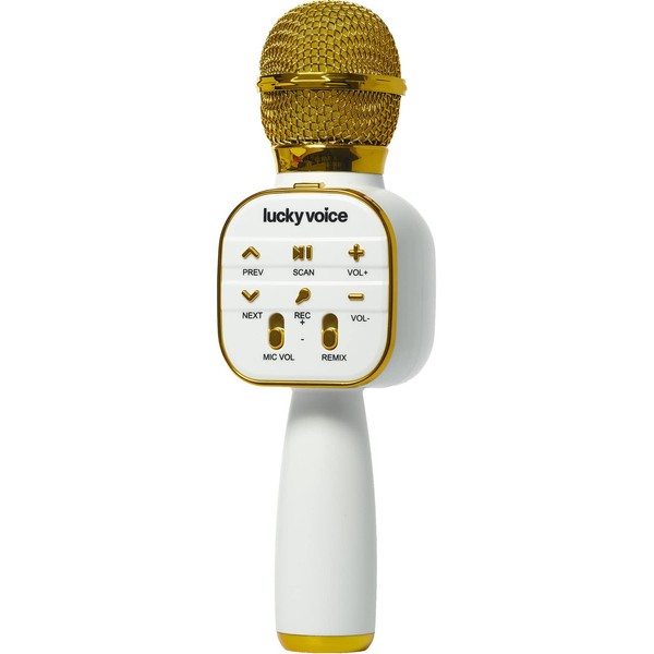 Lucky Voice Wireless Bluetooth Karaoke Microphone w/Built-in Speaker, Gold, Portable