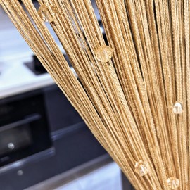 Eve Split Decorative Door String Curtain Wall Panel Fringe Window Room Divider Blind for Wedding Coffee House Restaurant Parts Crystal Tassel Screen Home Decoration (Champagne002)