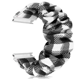 Compatible with EarlySincere Smartwatch Bands,Lamshaw 22mm Fabric Elastic Scrunchie Elastic Women Cute Replacement Straps Compatible for EarlySincere T12/T13/T21/T22/ Smartwatch (Grid)