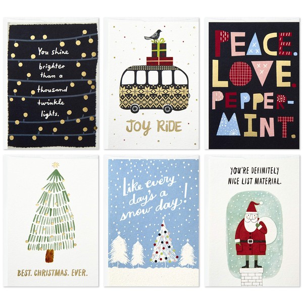 Hallmark Studio Ink Christmas Cards Assortment, Holiday Classics (6 Cards with Envelopes)