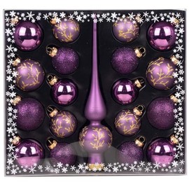MAGIC Glass Bauble Assortment 19 Pieces with Lace Christmas Tree Baubles Christmas Tree Decoration Christmas Tree Decoration Christmas Baubles (Purple Deluxe | Purple)