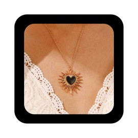 Enautoabs Bohème Emaille Herz Halskette Choket Schwarzes Herz Anhänger Halskette Gold Sonne Herz Halskette Liebe Herz Aussage Halskette Schmuck Für Frauen