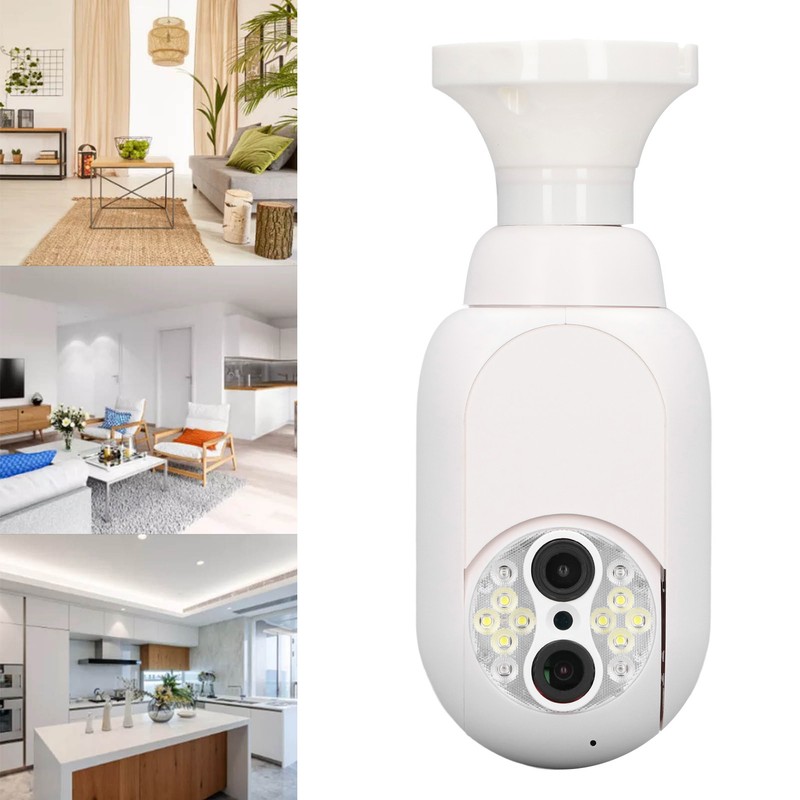 Home Security Camera 1080P Dual Lens 15X Magnification E27 Colorful