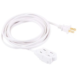 GE 3-Outlet Power Strip, 15 ft Extension Cord, 2 Prong, 16 Gauge, Twist-to-Close Safety Outlet Covers, Indoor Rated, Perfect for Home, Office or Kitchen, UL Listed, White, 51962