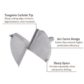 Kozelo Forstner Drill Bit - [70mm] Tungsten Carbide Auger Opener for Wood Furniture Hinge Woodworking Use, Hex Shank, Gray