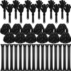 cssopenss 40 Pcs Black Hand Clappers and Black Thunder Sticks Black Pom Poms Cheering Noise Makers for Sporting Events Football Games School Team Spirit Items Party Favors Dance