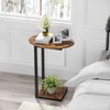 Hosfais Small Side Table Set of 2, C-Shaped Wood Sofa