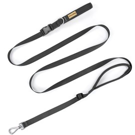 Wisedog 16 FT Hands Free Dog Leash, Comfort and Safety Padded Handle & Heavy Duty Metal Clasp - Two Handle Dog Leash Adjustable Lengths for Handless Walking Training Running with Crossbody, Black