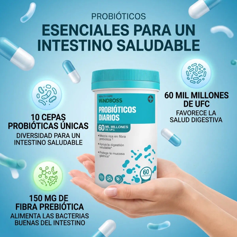 Windboss Billones Probióticos Enzimas 120 Cápsulas